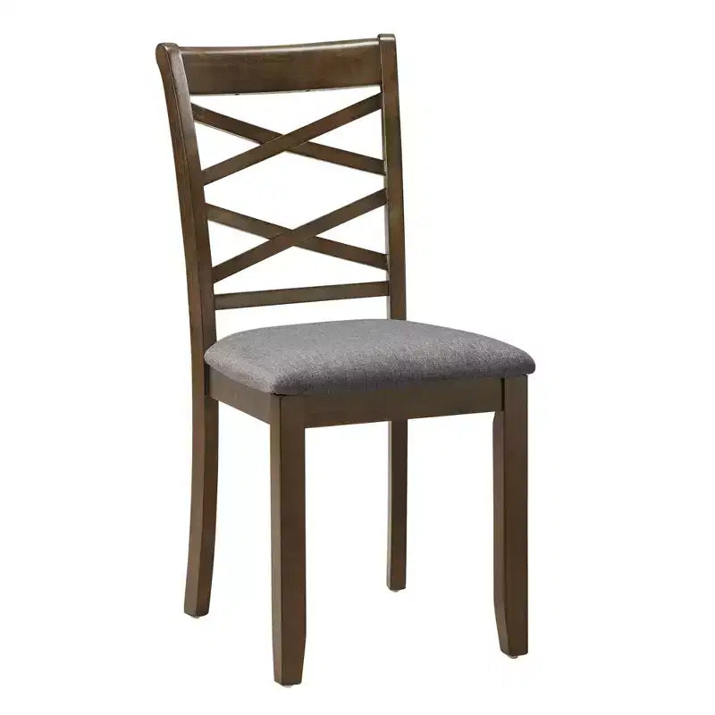 Ensemble de salle à manger 6 pièces Andrea en bois et tissu avec banc et chaises à dossier croisé de GDFStudio