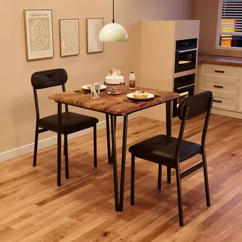 Ensemble de cuisine 3 pièces Table à manger en bois pour 2 personnes Table et chaises carrées Petit ensemble de table de ferme pour cuisine restaurant