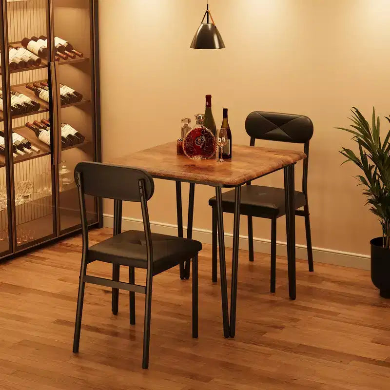 Ensemble de cuisine 3 pièces Table à manger en bois pour 2 personnes Table et chaises carrées Petit ensemble de table de ferme pour cuisine restaurant