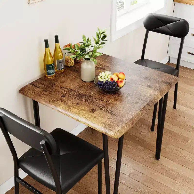 Ensemble de cuisine 3 pièces Table à manger en bois pour 2 personnes Table et chaises carrées Petit ensemble de table de ferme pour cuisine restaurant