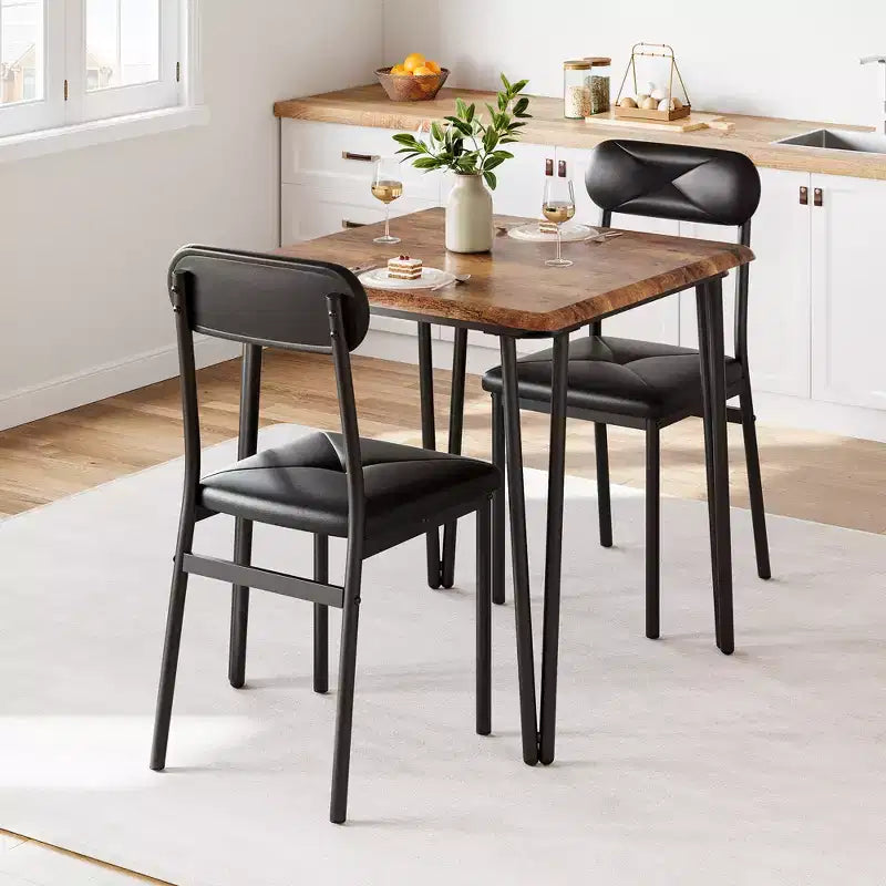 Kitchen Table Set 3 Piece Wooden Dining Table Set for 2 Person Square Table and Chair Small Farmhouse Table Set for Kitchen Restaurant