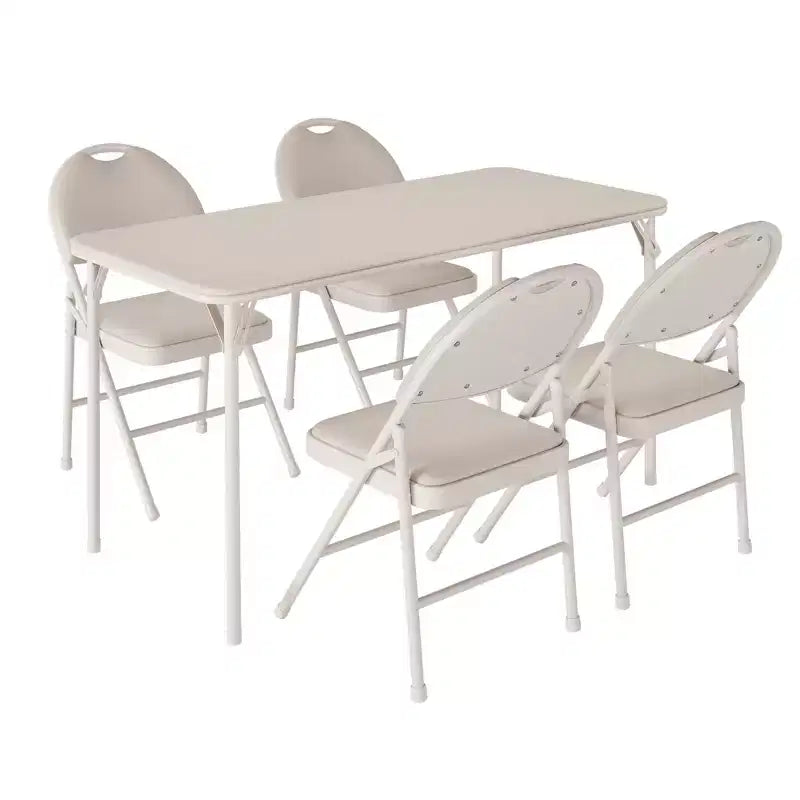 Ensemble de salle à manger pliable de 5 pièces avec plateau rembourré pour recevoir, les soirées jeux ou les fêtes de fin d'année