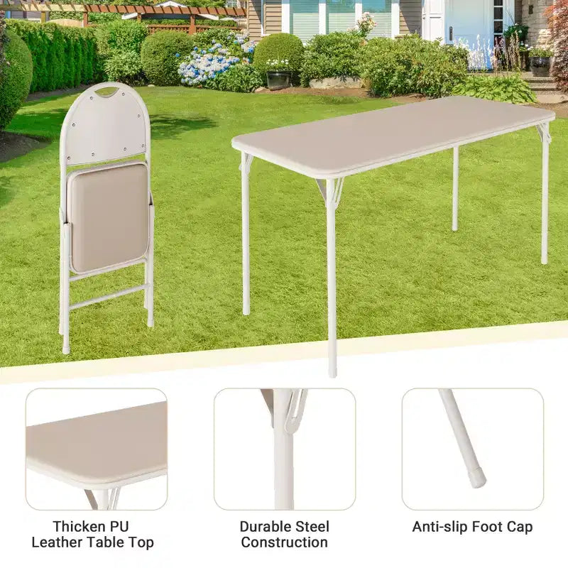 Ensemble de salle à manger pliable de 5 pièces avec plateau rembourré pour recevoir, les soirées jeux ou les fêtes de fin d'année
