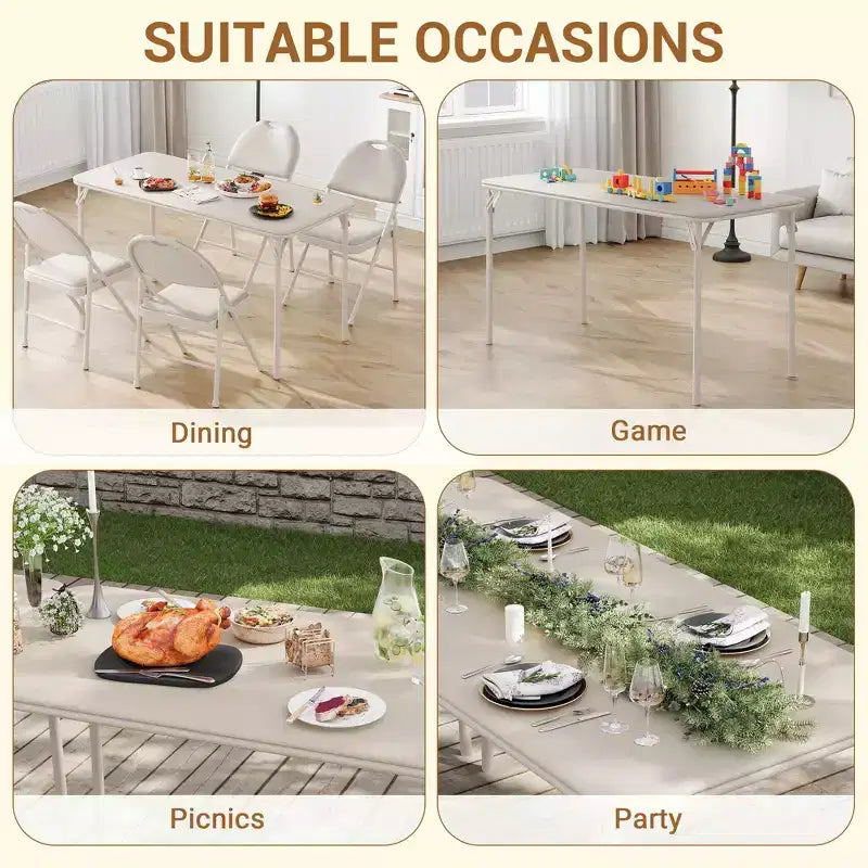 Ensemble de salle à manger pliable de 5 pièces avec plateau rembourré pour recevoir, les soirées jeux ou les fêtes de fin d'année