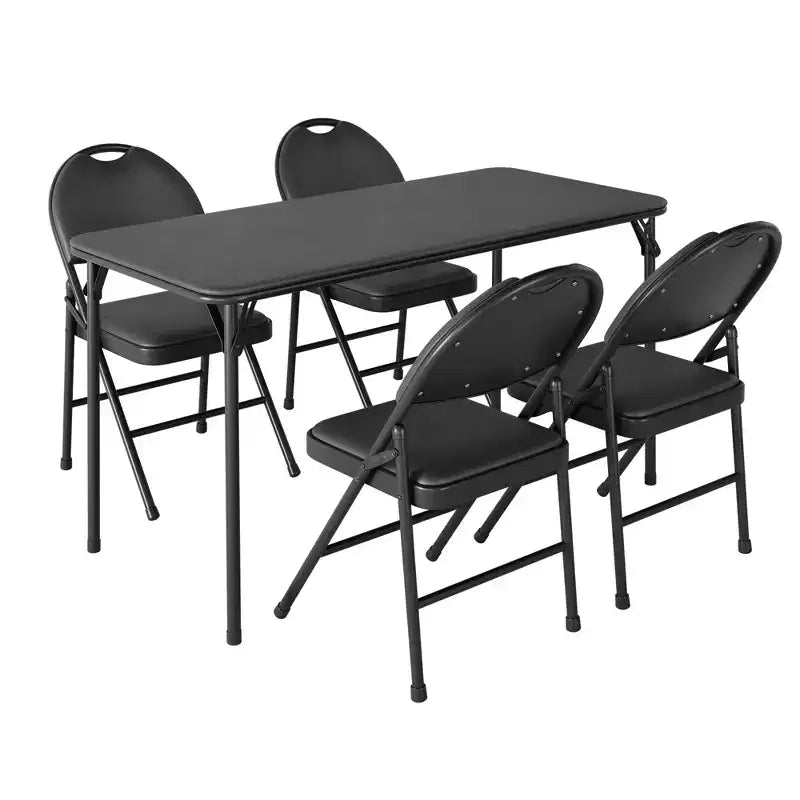 Ensemble de salle à manger pliable de 5 pièces avec plateau rembourré pour recevoir, les soirées jeux ou les fêtes de fin d'année
