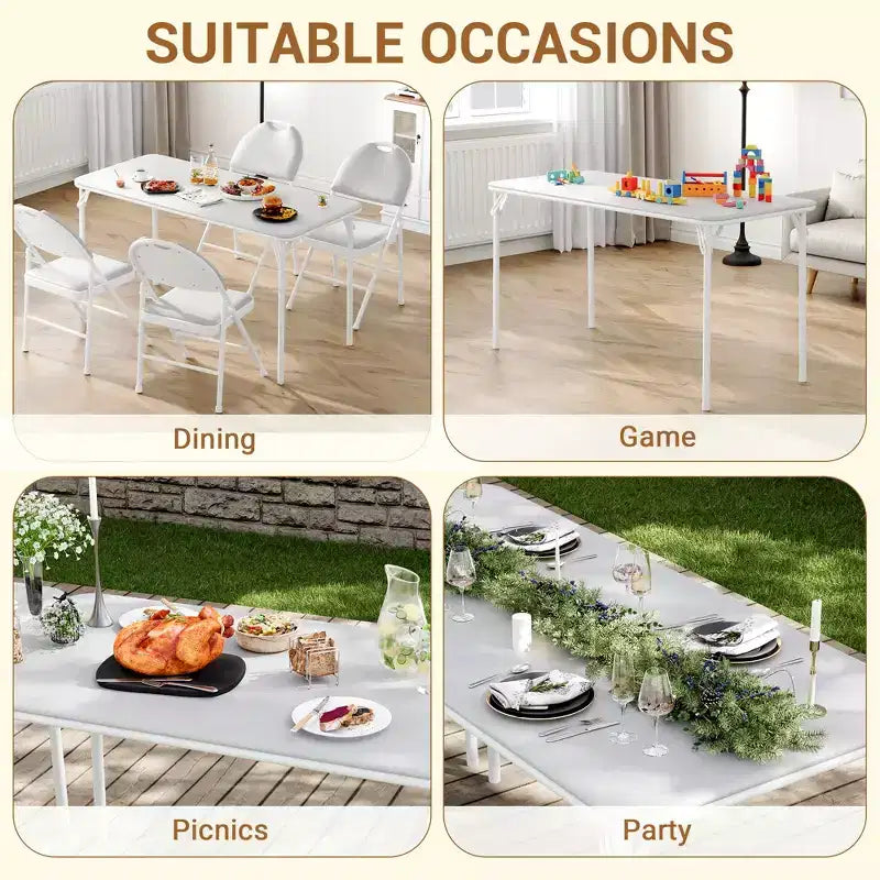 Ensemble de salle à manger pliable de 5 pièces avec plateau rembourré pour recevoir, les soirées jeux ou les fêtes de fin d'année
