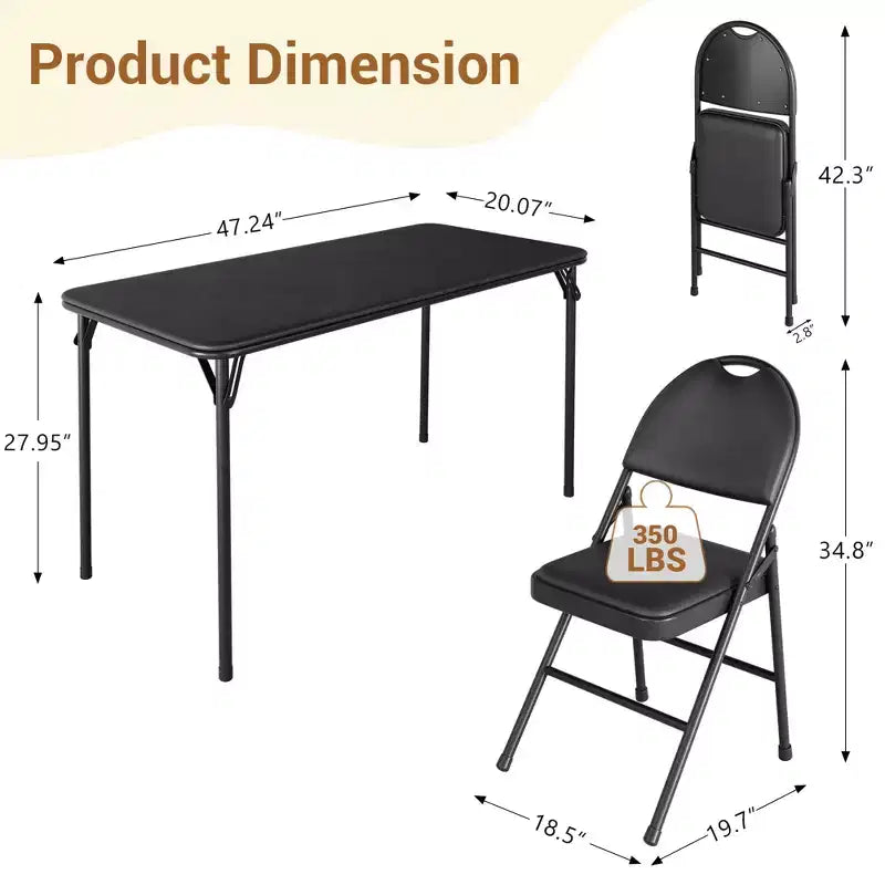 Ensemble de salle à manger pliable de 5 pièces avec plateau rembourré pour recevoir, les soirées jeux ou les fêtes de fin d'année