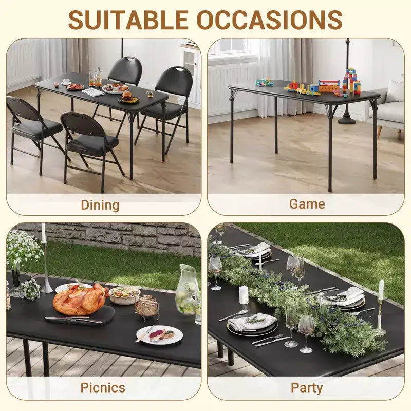 Ensemble de salle à manger pliable de 5 pièces avec plateau rembourré pour recevoir, les soirées jeux ou les fêtes de fin d'année