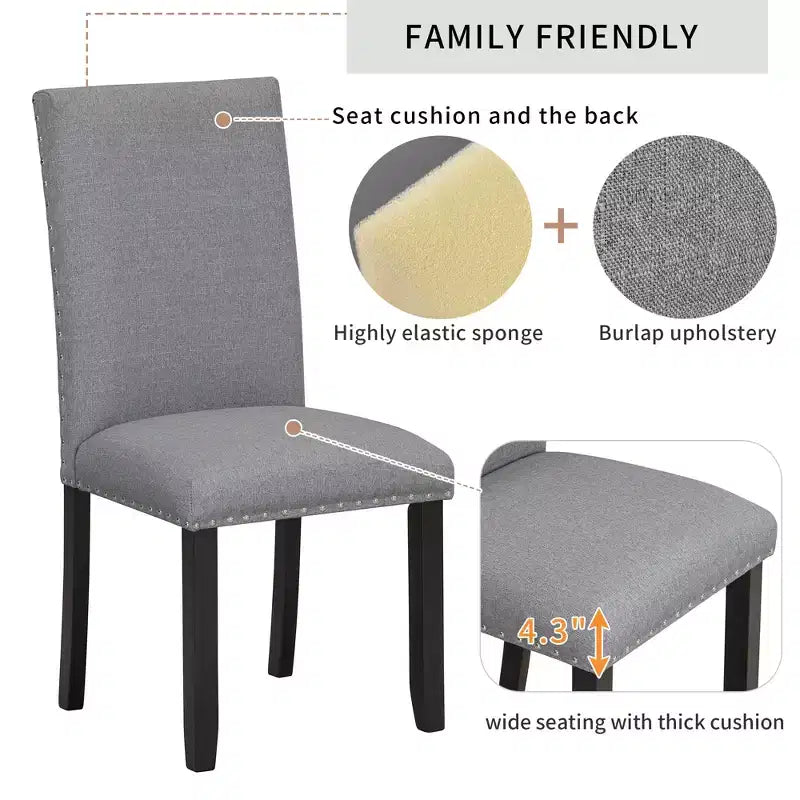 GDFStudio Fanny Ensemble de salle à manger 5 pièces en faux marbre avec table et chaises rembourrées