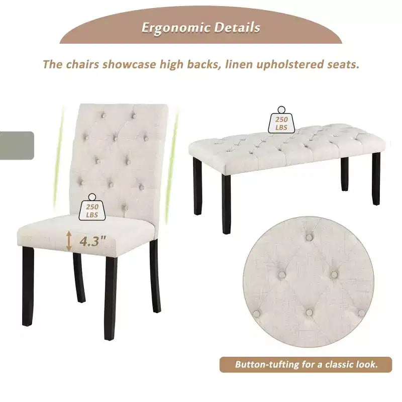 Ensemble de salle à manger extensible vintage Oliver de GDFStudio pour 4 à 6 personnes avec table style ferme de 42 à 58 po et chaises rembourrées