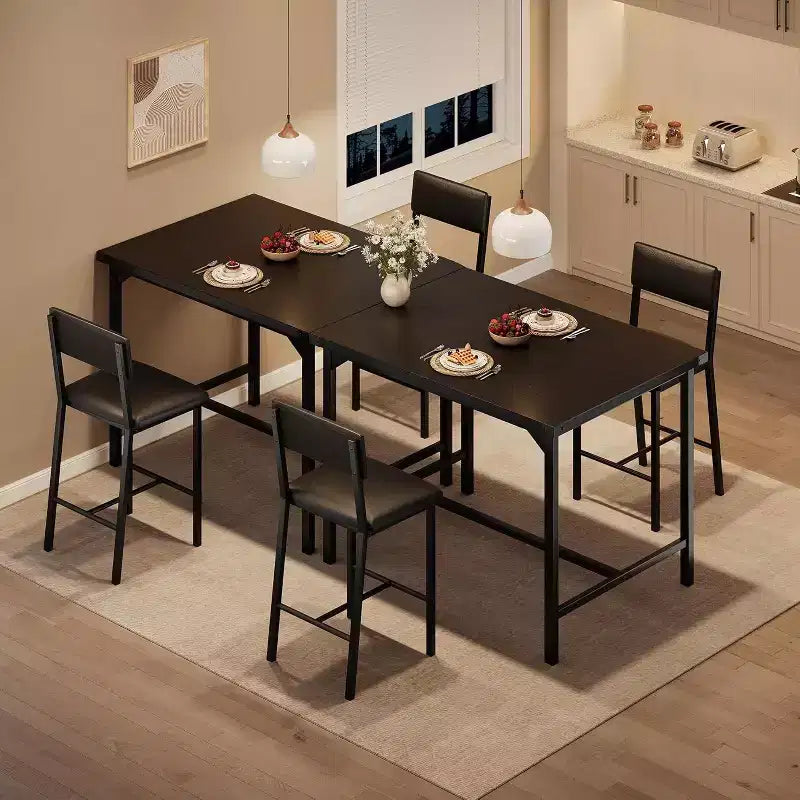 Ensemble de table à manger Acekool pour 2 personnes avec repose-pieds et dossier, table hauteur comptoir, 2 chaises de bar rembourrées, protège-coins, pour petit espace, couleur rétro