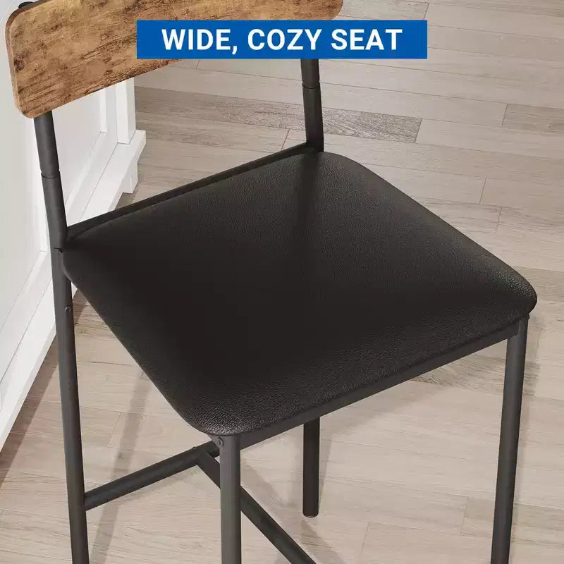 Ensemble de table à manger pour 2, table de cuisine hauteur comptoir avec 2 tabourets de bar rembourrés, ensemble table et chaises de salle à manger avec étagères de rangement, pour petits espaces