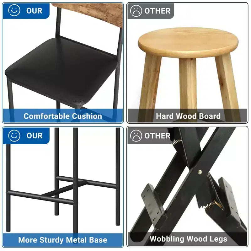 Ensemble de table à manger pour 2, table de cuisine hauteur comptoir avec 2 tabourets de bar rembourrés, ensemble table et chaises de salle à manger avec étagères de rangement, pour petits espaces