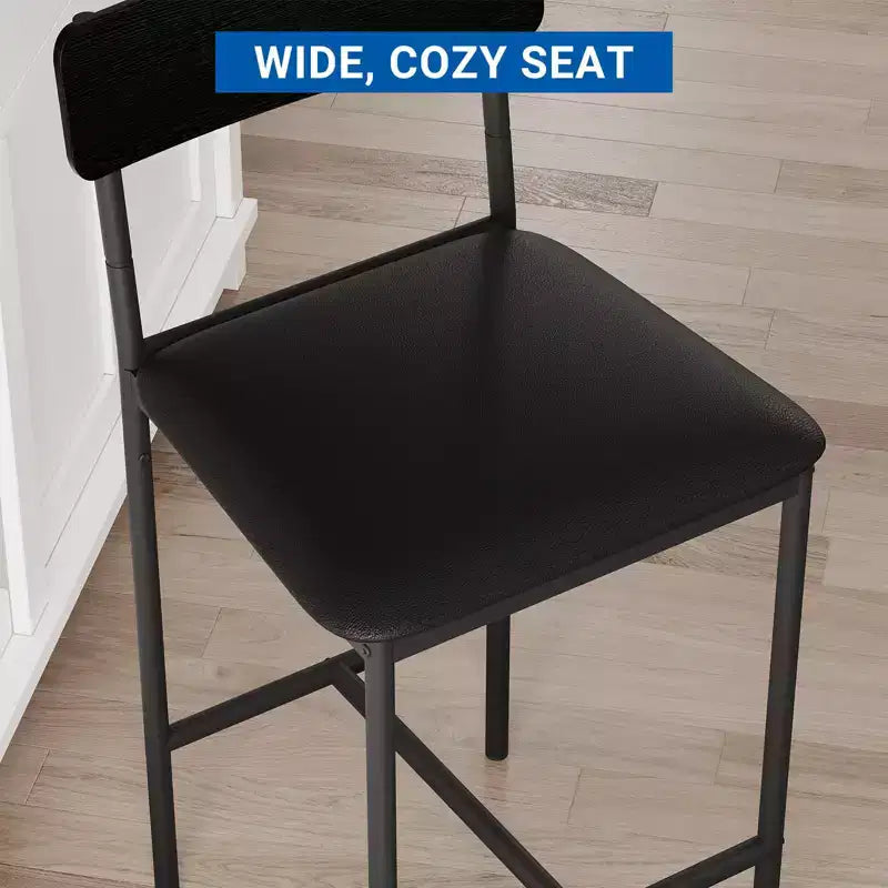 Ensemble de table à manger pour 2, table de cuisine hauteur comptoir avec 2 tabourets de bar rembourrés, ensemble table et chaises de salle à manger avec étagères de rangement, pour petits espaces