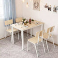 Homy Casa 5-Piece Dining Table and Chairs Set, Natural Wood and White  Modern Scandinavian Kitchen Furniture