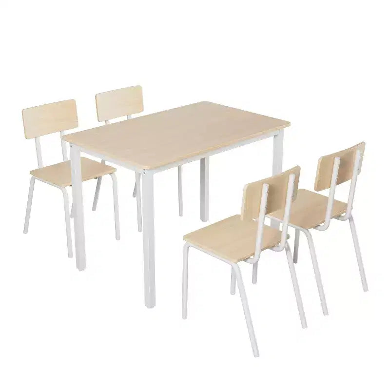 Ensemble de table et chaises de salle à manger 5 pièces Homy Casa, mobilier de cuisine scandinave moderne en bois naturel et blanc