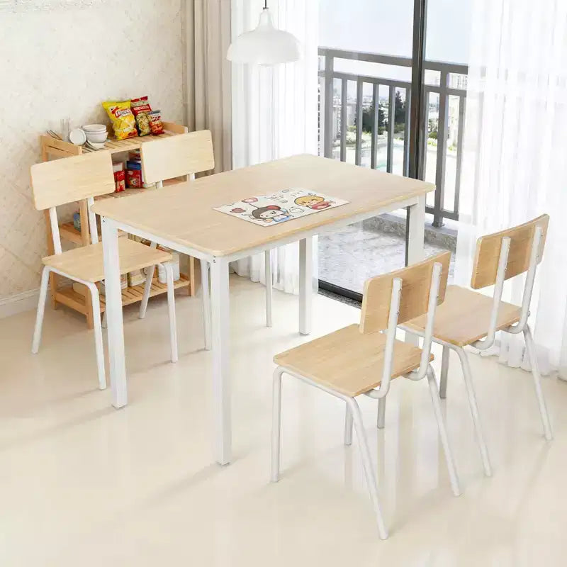 Ensemble de table et chaises de salle à manger 5 pièces Homy Casa, mobilier de cuisine scandinave moderne en bois naturel et blanc