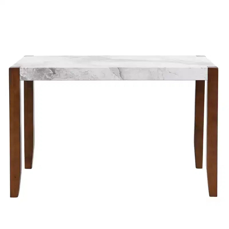 Ensemble table à manger 5 pièces pour 4 personnes, table en faux marbre et 4 chaises rembourrées avec pieds en bois d'hévéa massif - ModernLuxe
