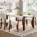 5-Piece Dining Table Set for 4, Faux Marble Table & 4 Upholstered Chairs with Solid Rubberwood Legs - ModernLuxe