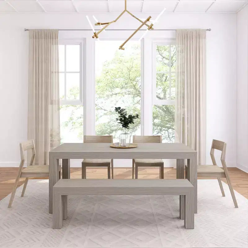 Ensemble de salle à manger moderne de 72 po en bois massif avec banc et 4 chaises