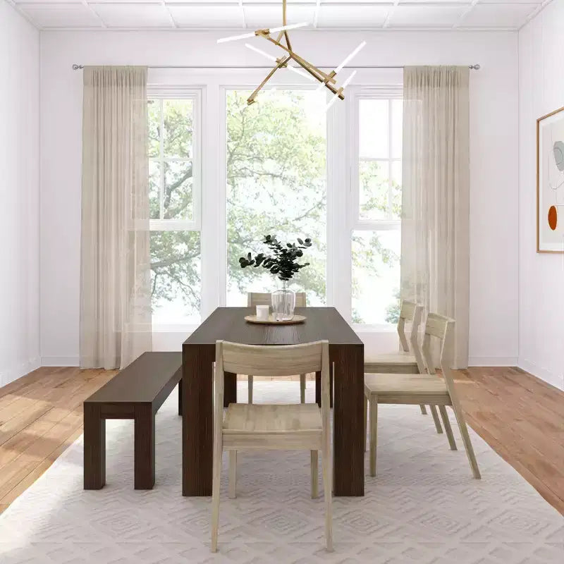 Ensemble de salle à manger moderne de 72 po en bois massif avec banc et 4 chaises