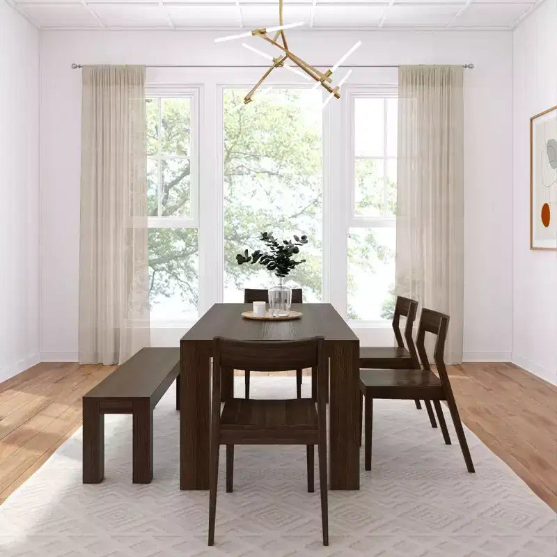 Ensemble de salle à manger moderne de 72 po en bois massif avec banc et 4 chaises