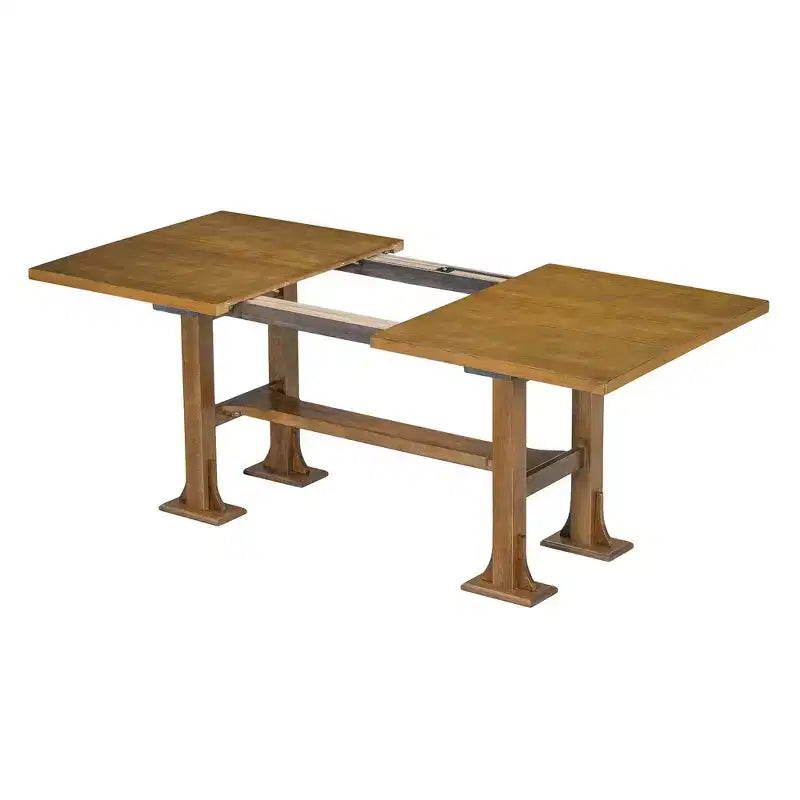 Ensemble de 6 pièces de salle à manger extensible de style campagnard Whisen avec rallonge amovible, chaises de salle à manger rembourrées et banc