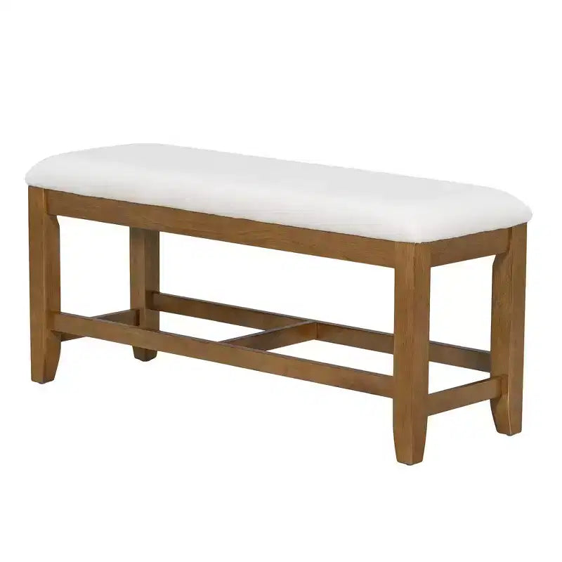 Ensemble de 6 pièces de salle à manger extensible de style campagnard Whisen avec rallonge amovible, chaises de salle à manger rembourrées et banc
