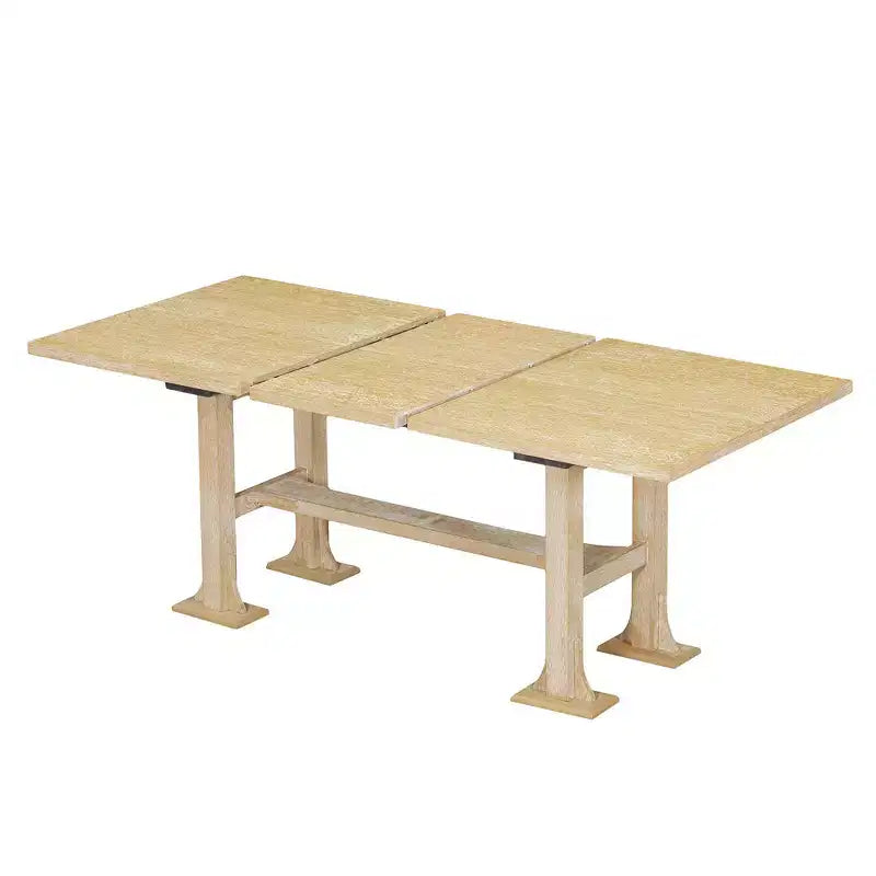 Ensemble de 6 pièces de salle à manger extensible de style campagnard Whisen avec rallonge amovible, chaises de salle à manger rembourrées et banc