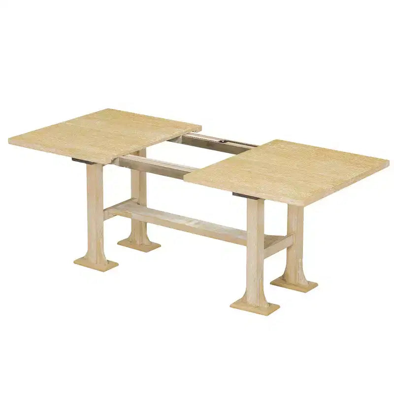 Ensemble de 6 pièces de salle à manger extensible de style campagnard Whisen avec rallonge amovible, chaises de salle à manger rembourrées et banc