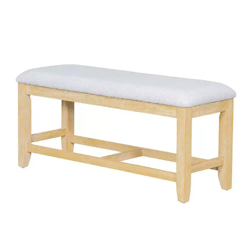 Ensemble de 6 pièces de salle à manger extensible de style campagnard Whisen avec rallonge amovible, chaises de salle à manger rembourrées et banc