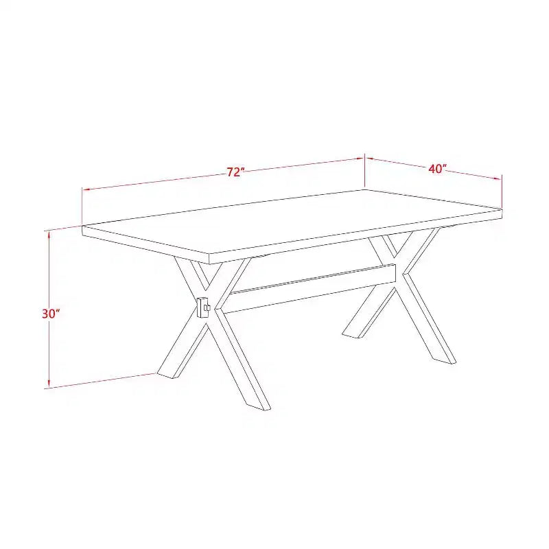 HomeStock, table de salle à manger avec plateau en bois massif finition jacobine patinée, 7 pièces avec 6 chaises