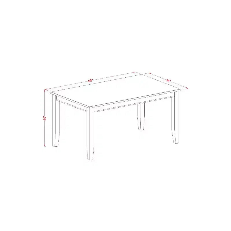 HomeStock Ensemble de 5 pièces : table à manger rectangulaire en bois massif finition acajou avec 4 chaises