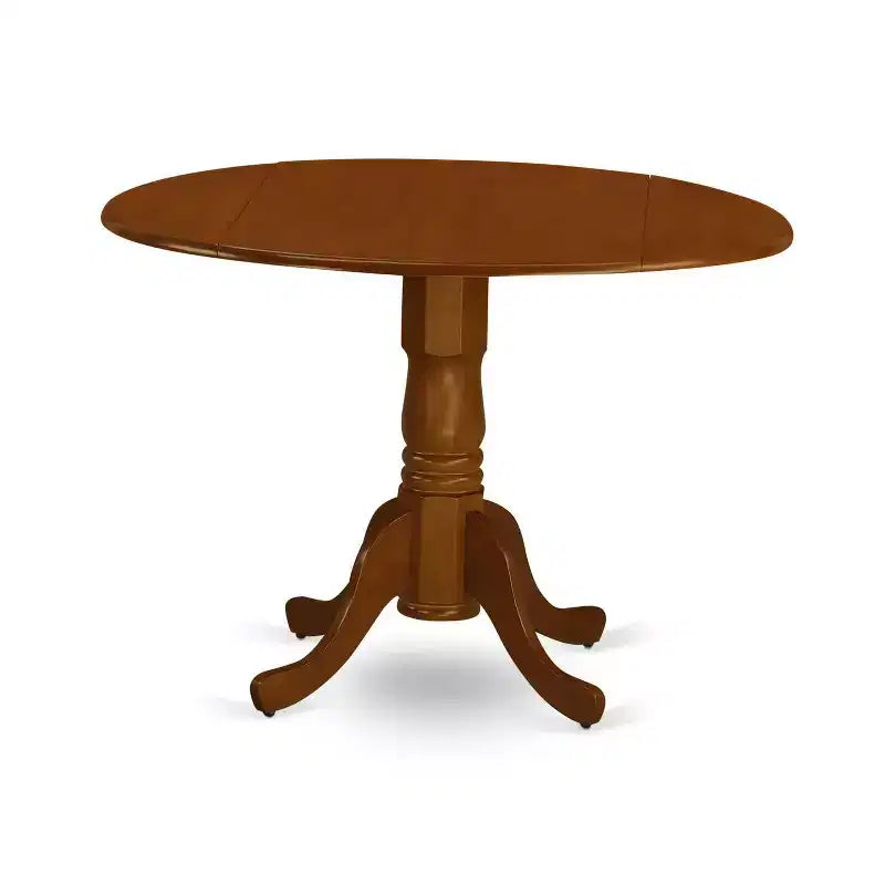 Table à manger HomeStock 5 pièces ronde noire et finition cerisier en bois massif avec 4 chaises
