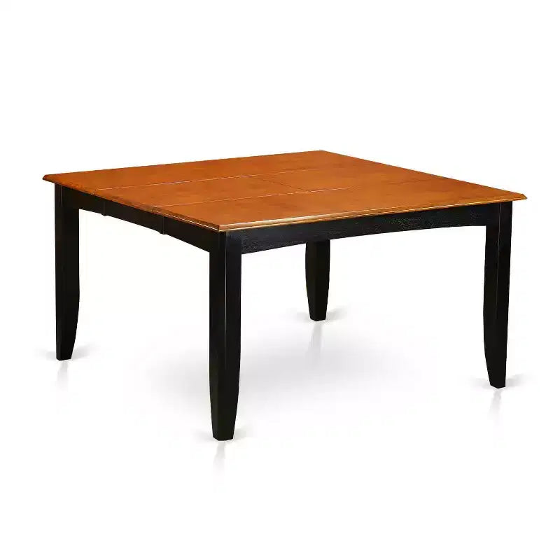 Ensemble de salle à manger 9 pièces, table carrée en bois avec rallonge papillon et 8 chaises, finition noire et cerise, 137 cm