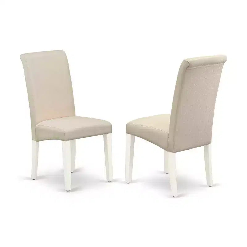 Ensemble de coin-repas 3 pièces - Table de cuisine ronde et 2 chaises Parsons - Finition blanc lin