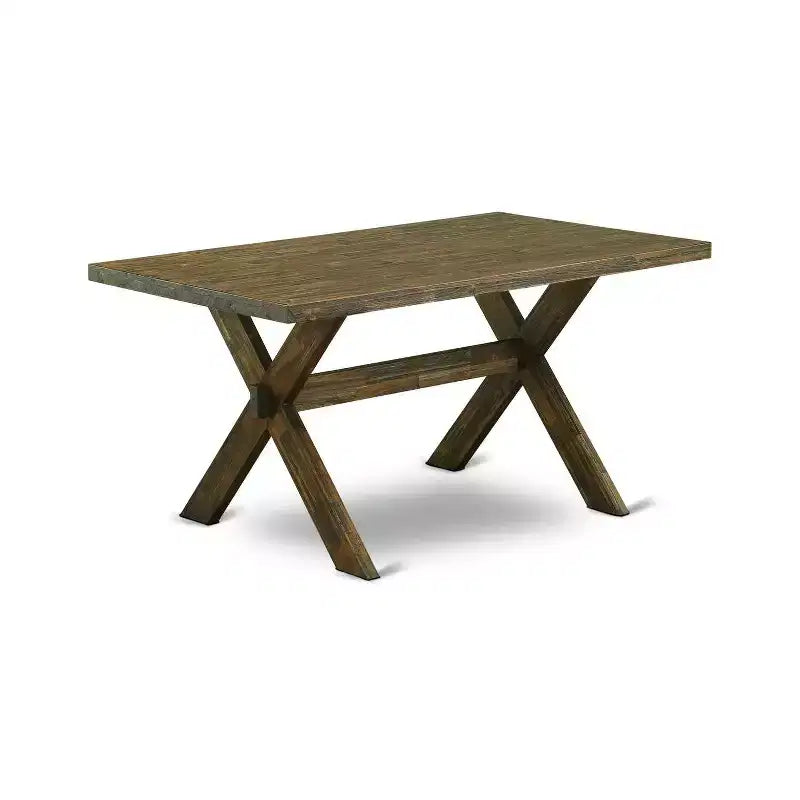 HomeStock Table de salle à manger rectangulaire 6 pièces en bois massif finition jacobéen vieilli avec 1 banc et 4 chaises
