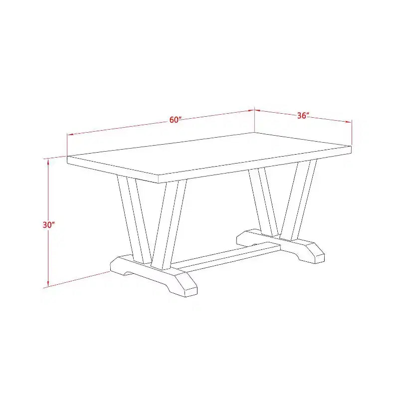 Table de salle à manger rectangulaire 7 pièces avec plateau en bois massif finition chêne naturel et 6 chaises Parson avec