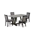 HomeStock 5-Piece Natural Oak Finish Solid Wood Top Dining Table with 4 Parson Chair