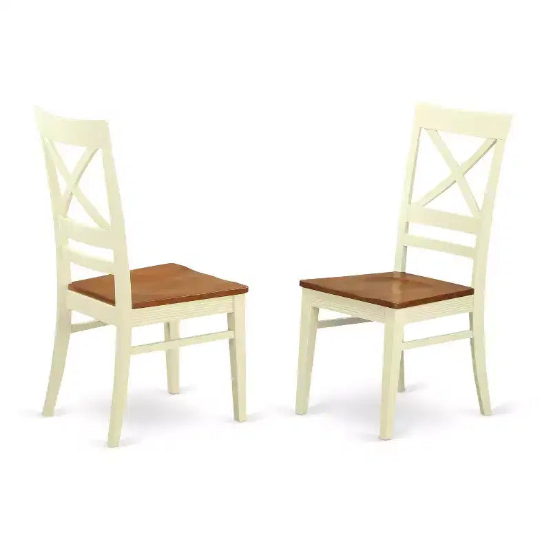 Ensemble table à manger 5 pièces HomeStock en bois massif finition cerisier et crème avec 4 chaises