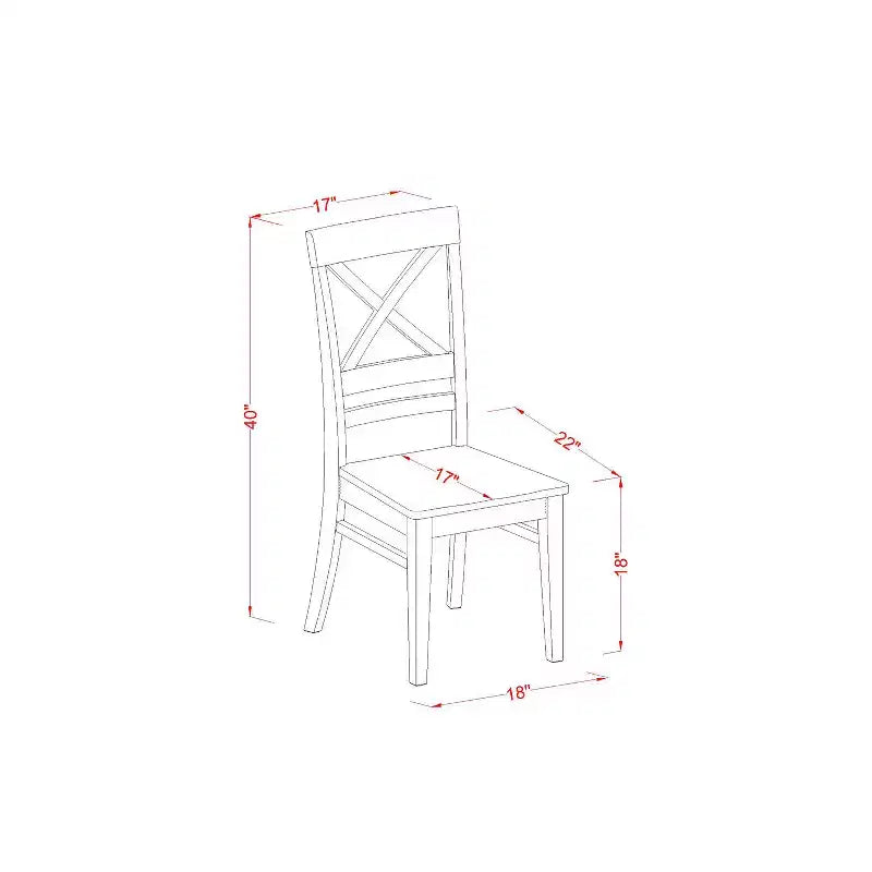 Ensemble table à manger 5 pièces HomeStock en bois massif finition cerisier et crème avec 4 chaises