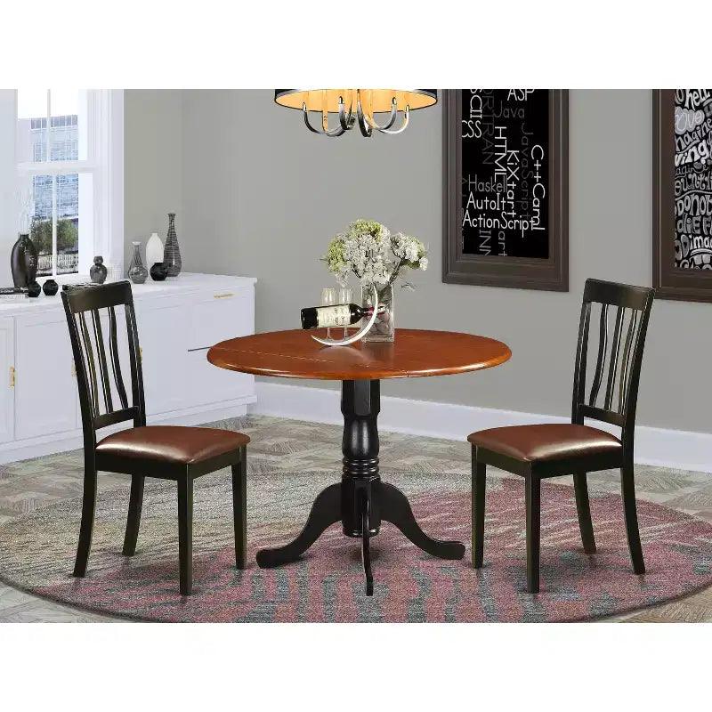 Ensemble de salle à manger - Table ronde avec 2 chaises en bois - Meubles de salle à manger modernes