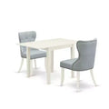 HomeStock 3-Pc Linen White Finish Rectangular Solid Wood Top with Dropleaf Dining Table Set