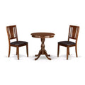 3-Piece Mahogany Finish Solid Wood Top - Dining Room Set - Seats 4