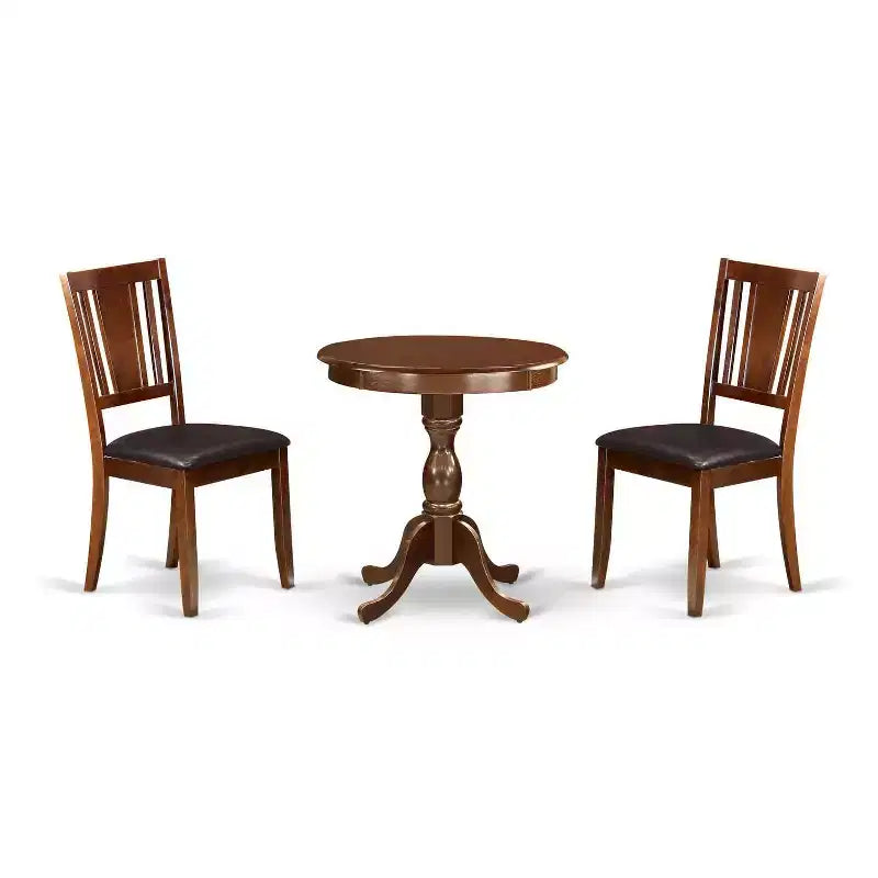 3-Piece Mahogany Finish Solid Wood Top - Dining Room Set - Seats 4
