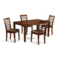 HomeStock 5-Piece Rectangle Mahogany Finish Solid Wood Top Dining table with 4 Chairs