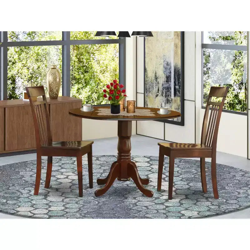 Ensemble table à manger ronde à rabats – Table et chaises de coin cuisine – Petit ensemble de salle à manger