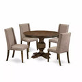 HomeStock 3-Piece Distressed Jacobean Finish Solid Wood Top Dining Table with 2 Chairs