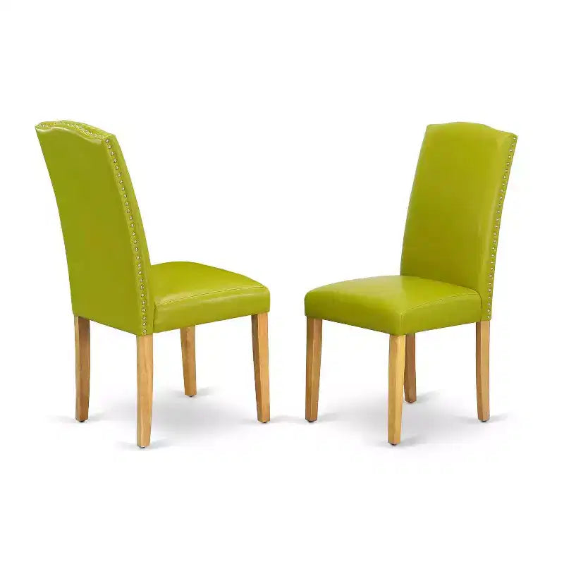 Ensemble de salle à manger 7 pièces, table ovale avec rallonge et 6 chaises - Style toscan - Cuir PU vert - 42-60