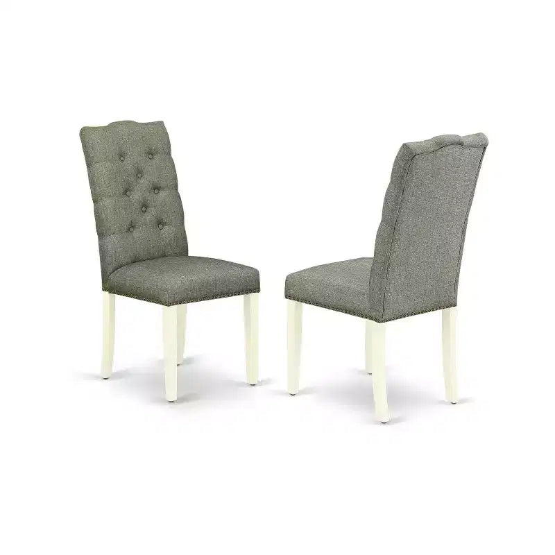 Ensemble de salle à manger 3 pièces HomeStock, plateau rectangulaire en bois massif, finition blanc lin, avec table à rabats